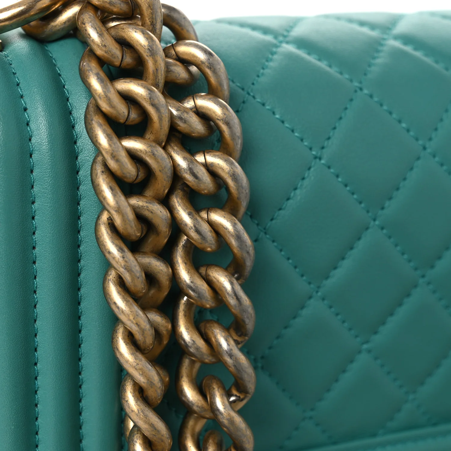 Lambskin Quilted Small Boy Flap Dark Turquoise - Image 11