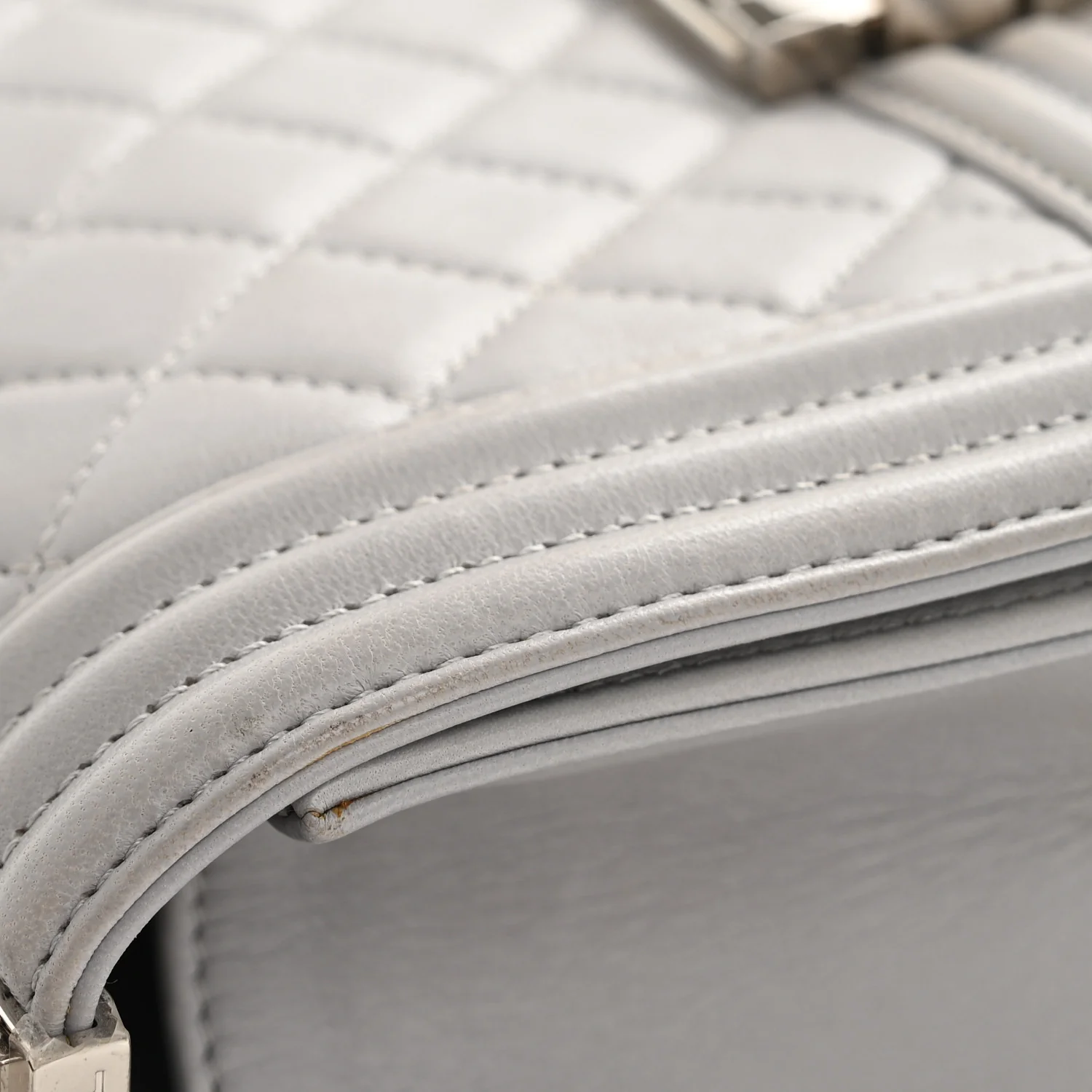 Lambskin Quilted Small Boy Flap Grey - Image 12