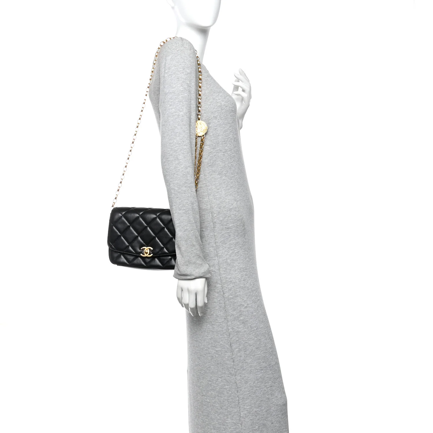 Lambskin Quilted Small CC Coin Flap Bag Black - Image 2