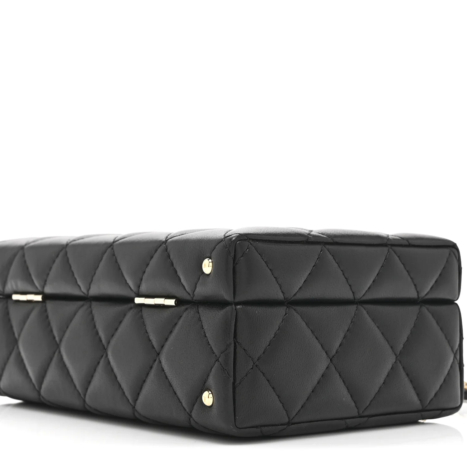 Lambskin Quilted Small CC Top Handle Box Bag Black - Image 10