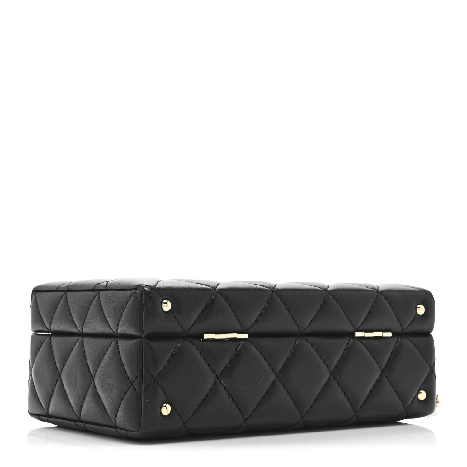 Lambskin Quilted Small CC Top Handle Box Bag Black - Image 4