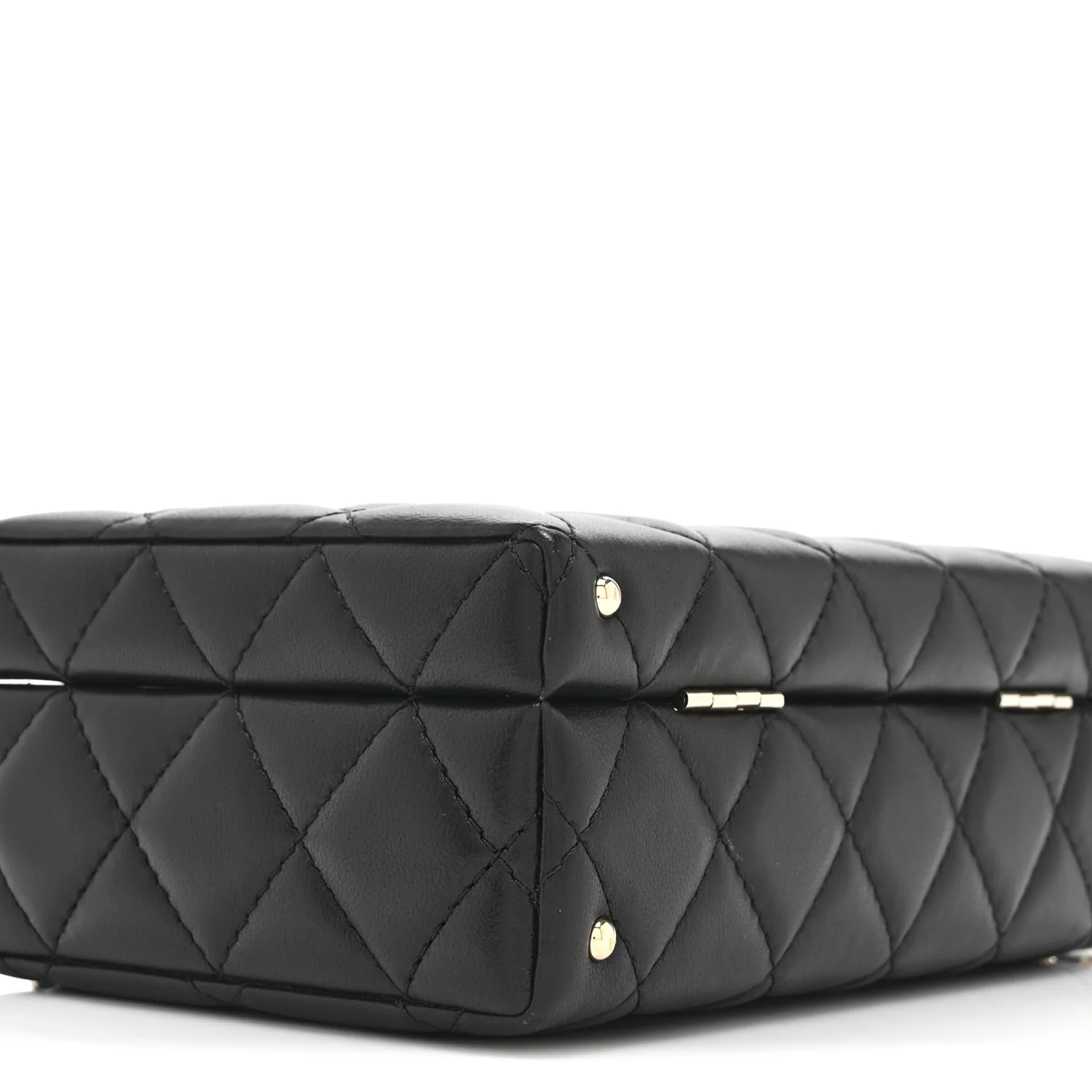 Lambskin Quilted Small CC Top Handle Box Bag Black - Image 9