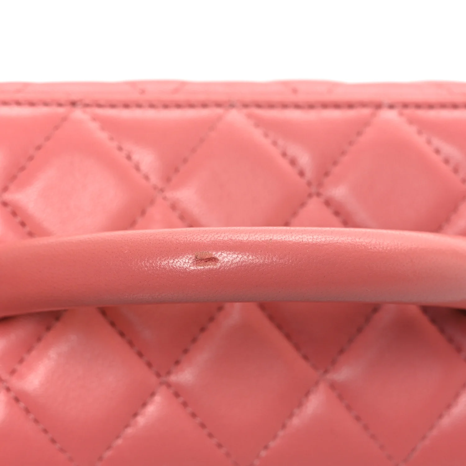 Lambskin Quilted Small Charming Top Handle Vanity Case With Chain Pink - Image 11