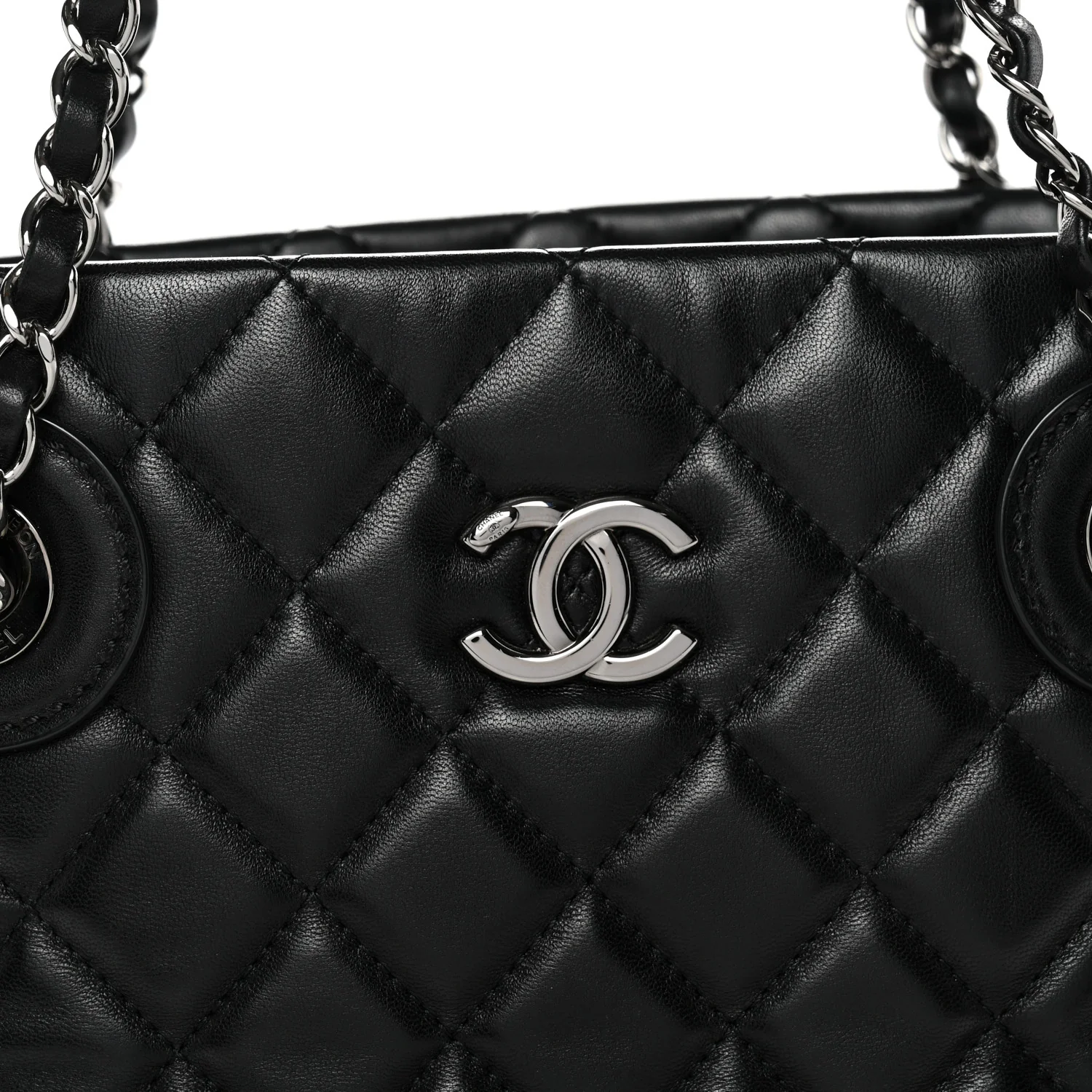 Lambskin Quilted Small Coco Loop Tote Black - Image 8