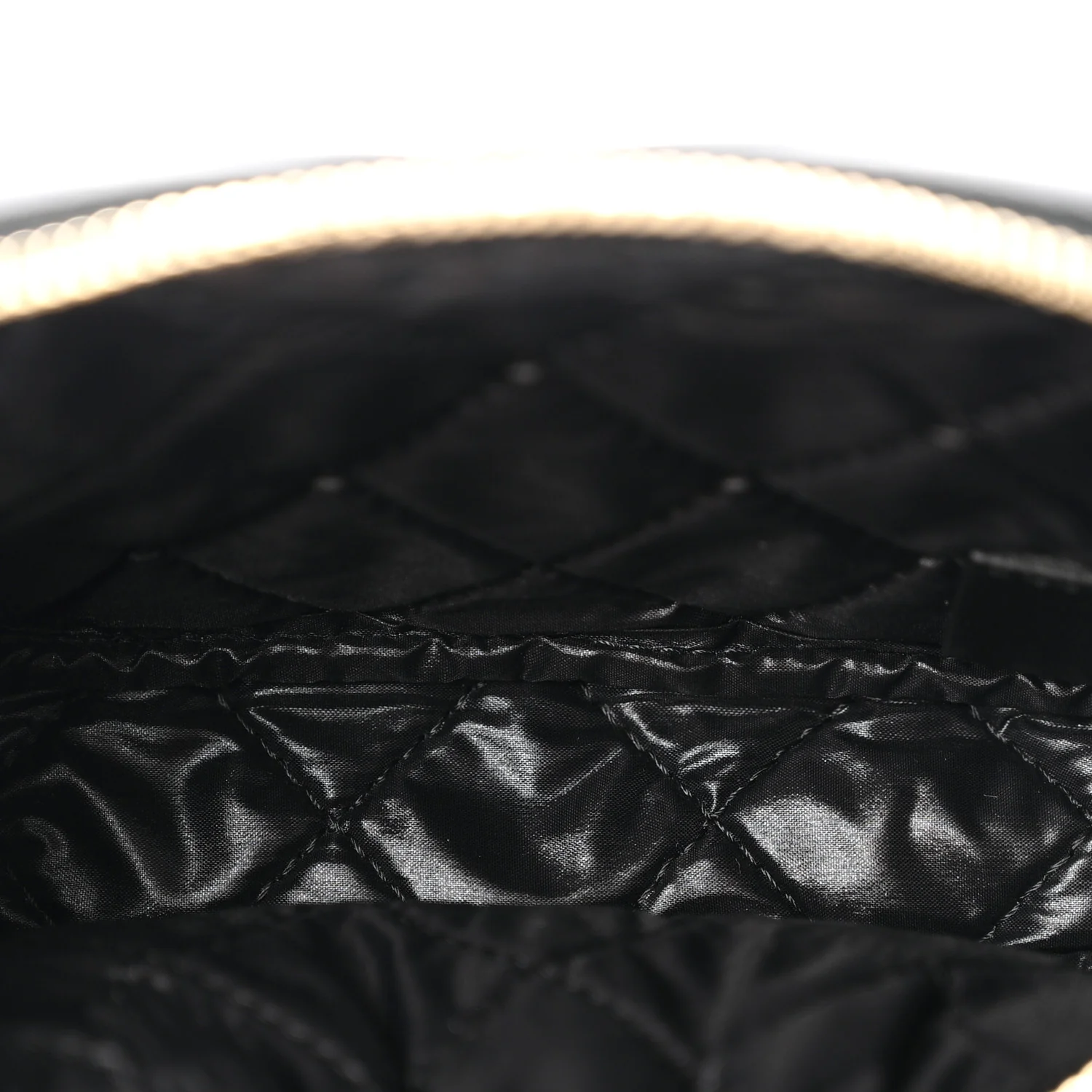 Lambskin Quilted Small Curvy Pouch Cosmetic Case Black - Image 5