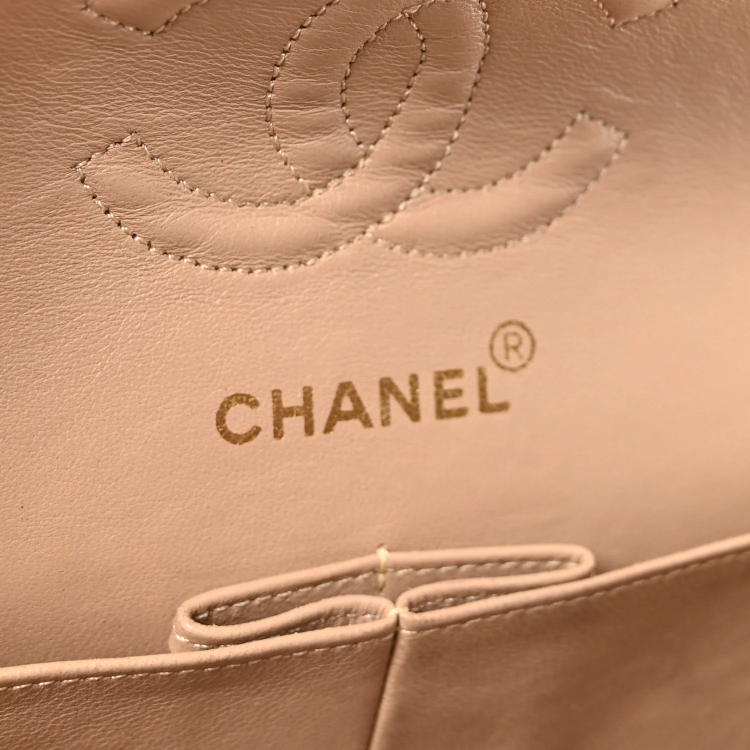 Lambskin Quilted Small Double Flap Beige - Image 6