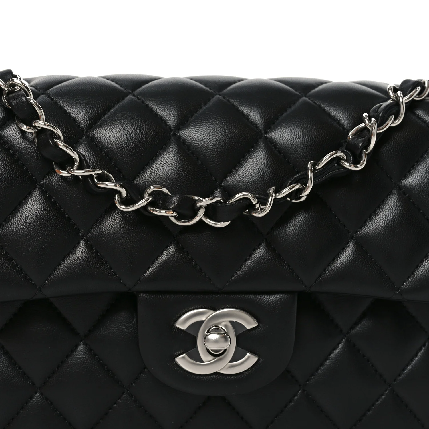 Lambskin Quilted Small Double Flap Black - Image 8
