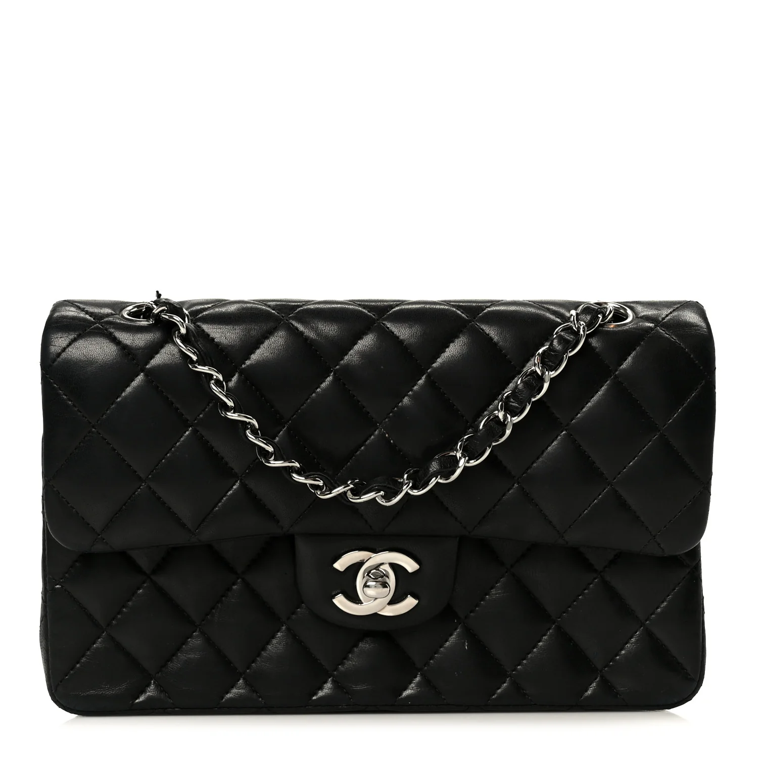 Lambskin Quilted Small Double Flap Black