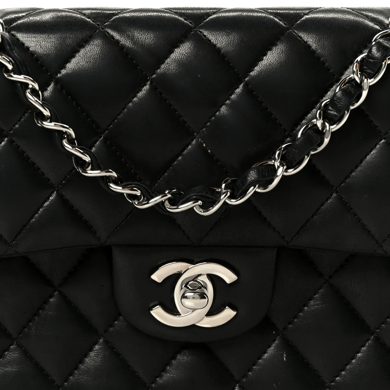 Lambskin Quilted Small Double Flap Black - Image 9