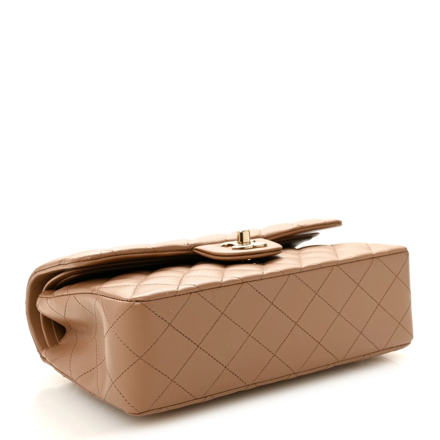 Lambskin Quilted Small Double Flap Brown - Image 4