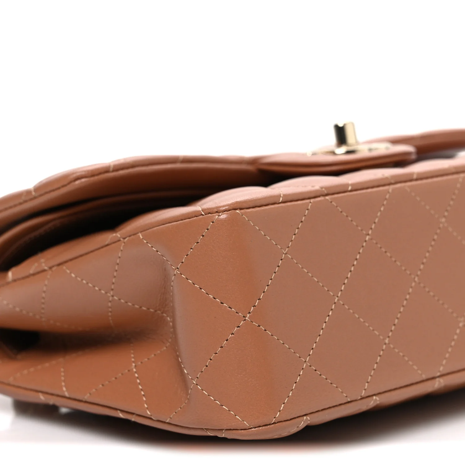 Lambskin Quilted Small Double Flap Brown - Image 9