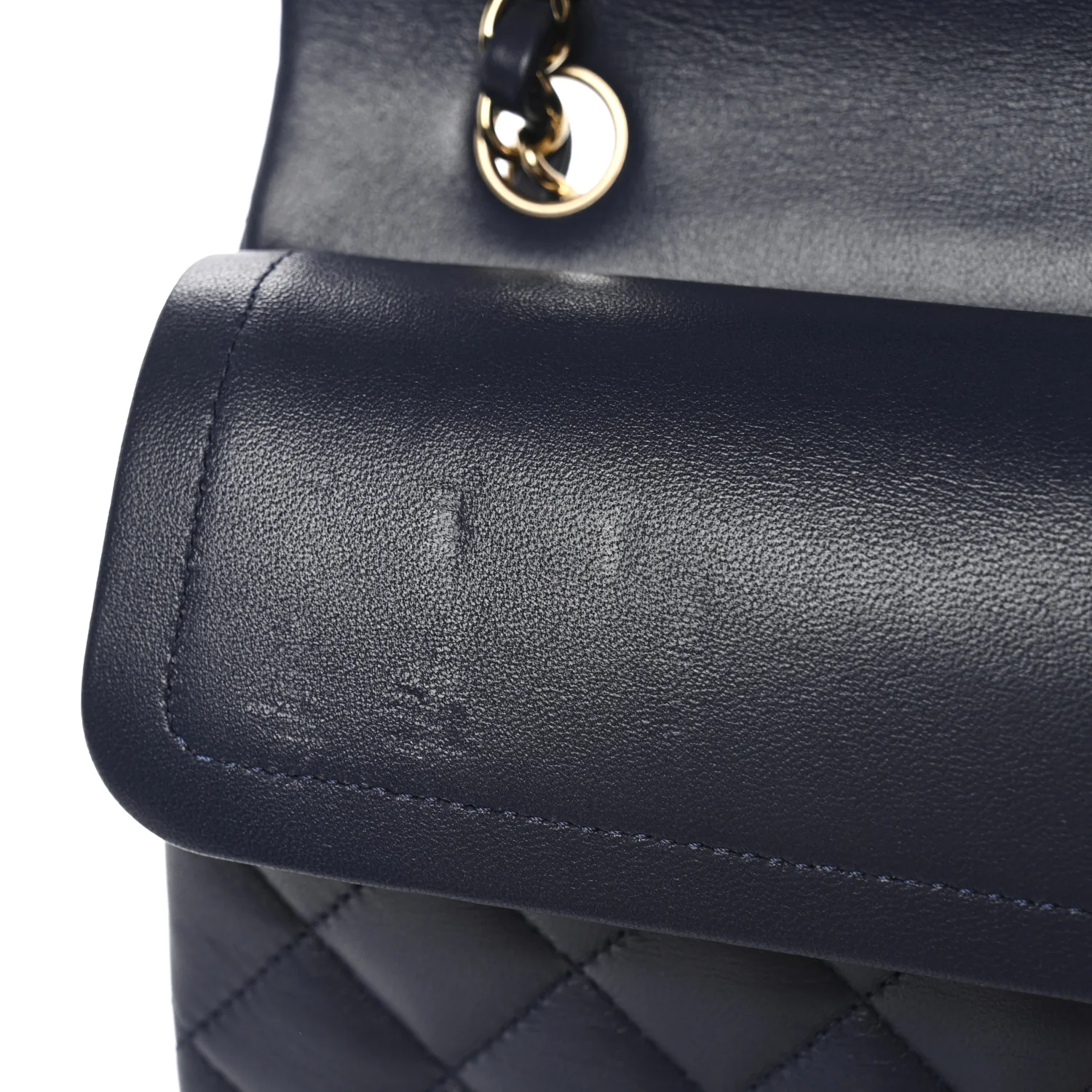 Lambskin Quilted Small Double Flap Dark Blue - Image 11