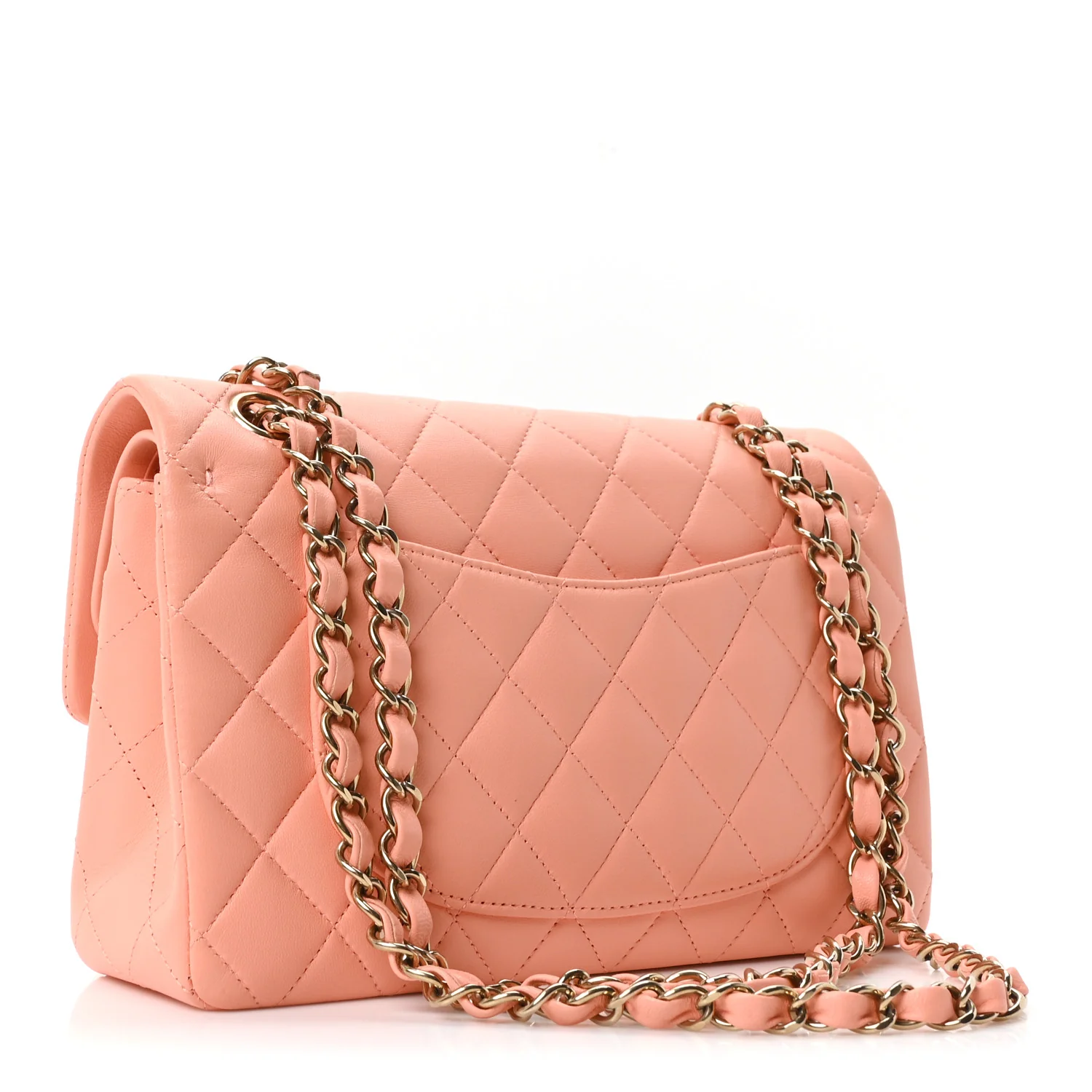 Lambskin Quilted Small Double Flap Light Orange - Image 3