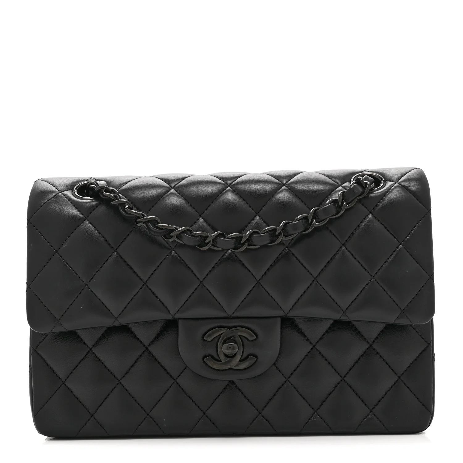 Lambskin Quilted Small Double Flap So Black