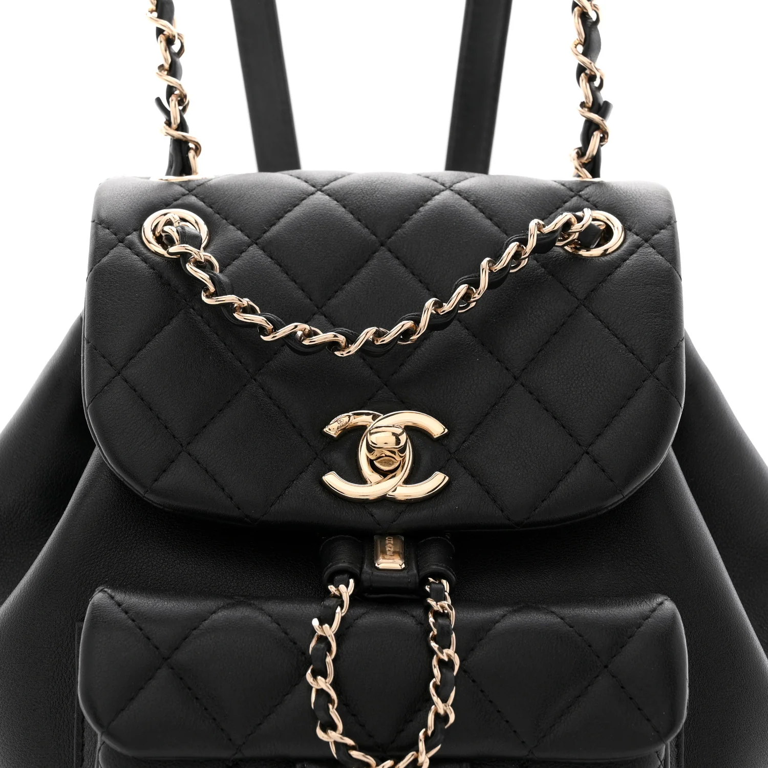 Lambskin Quilted Small Duma Drawstring Backpack Black - Image 8