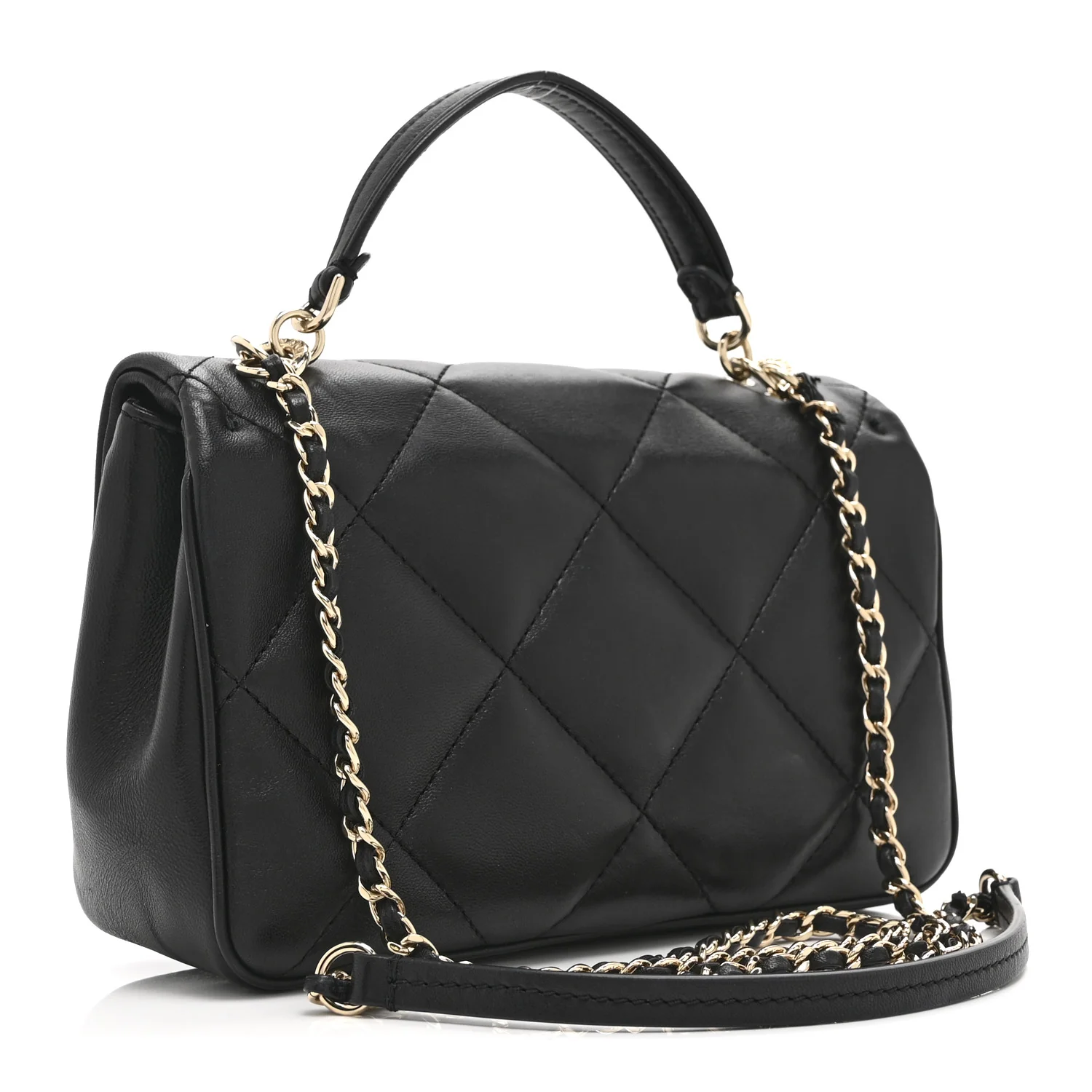 Lambskin Quilted Small Easy Carry Flap Black - Image 3