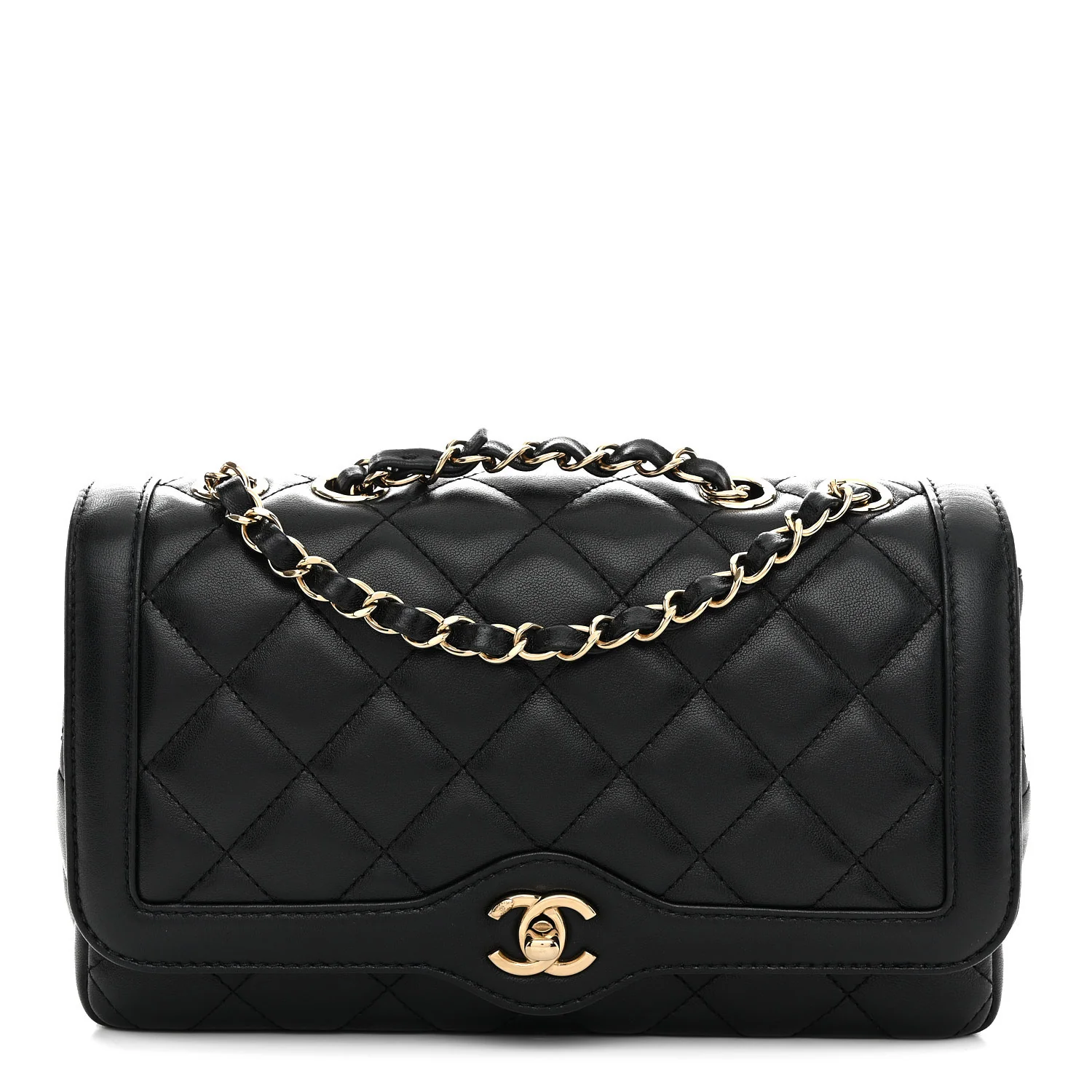 Lambskin Quilted Small Flap Bag Black