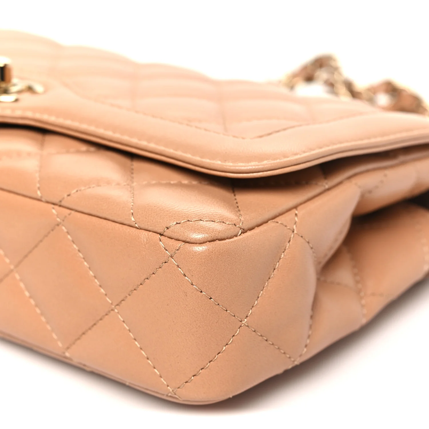 Lambskin Quilted Small Flap Bag Dark Beige - Image 10