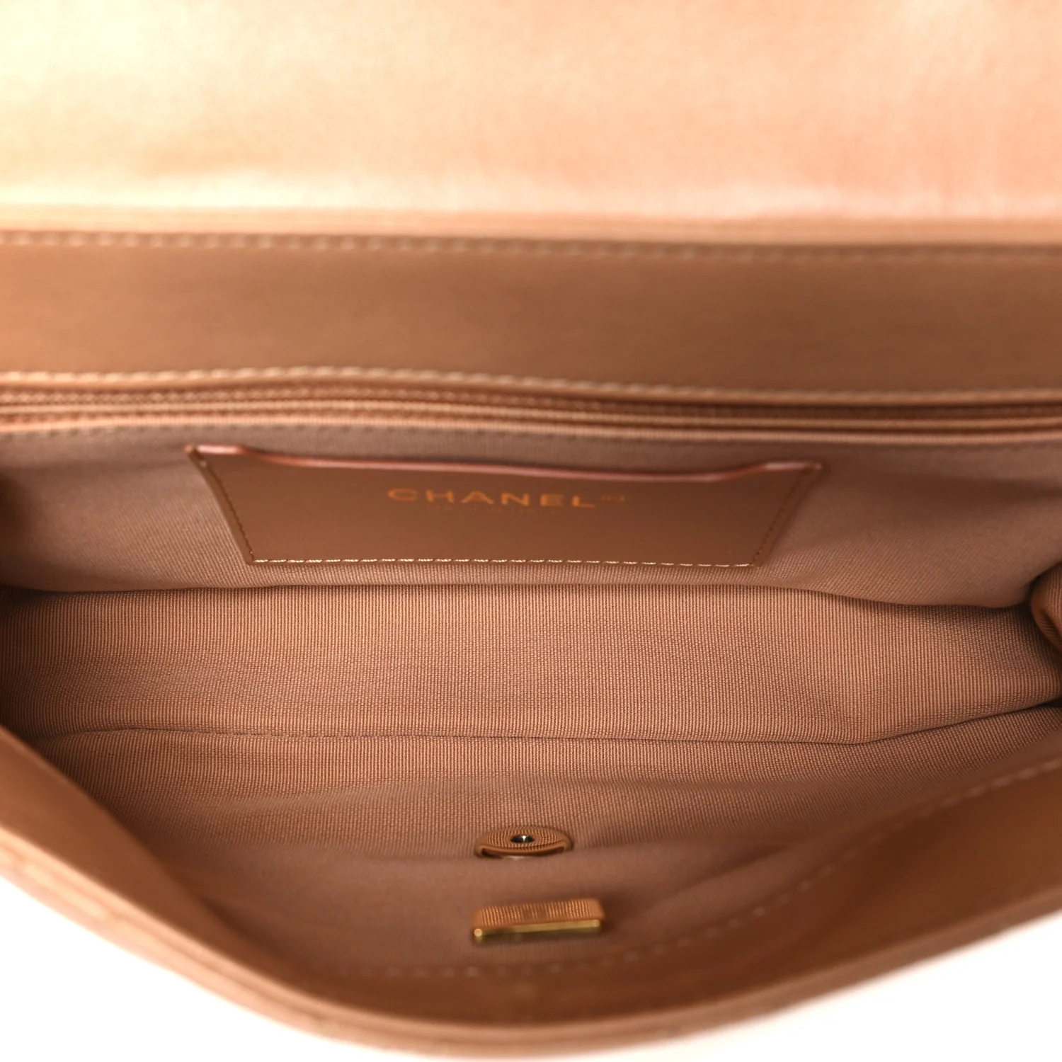 Lambskin Quilted Small Flap Bag Dark Beige - Image 5
