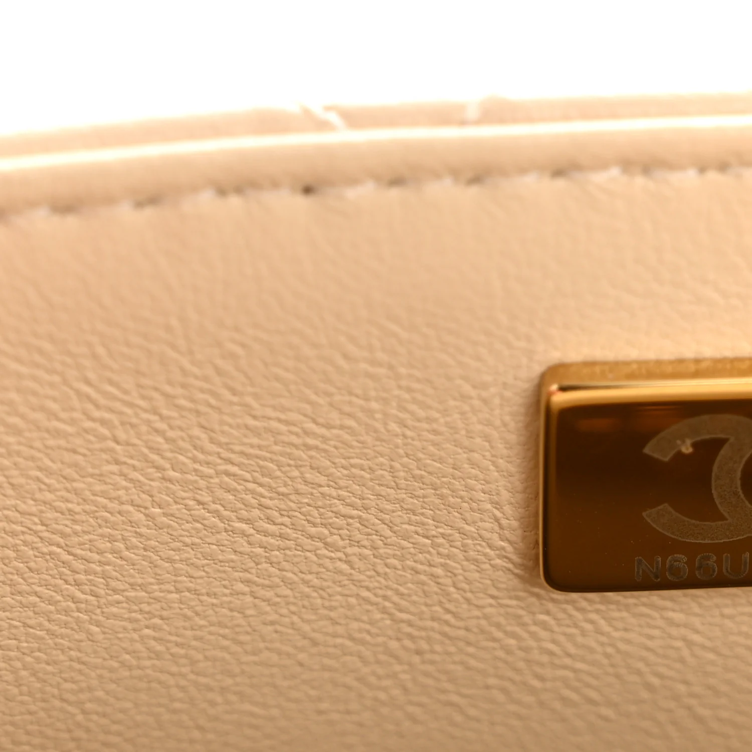Lambskin Quilted Small Flap Top Handle Bag Beige - Image 7