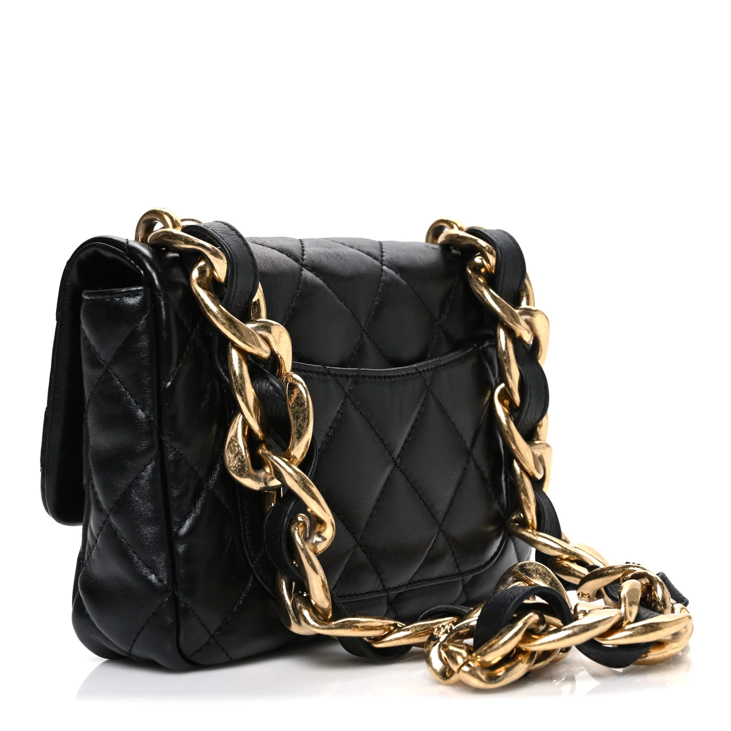 Lambskin Quilted Small Funky Town Flap Black - Image 3