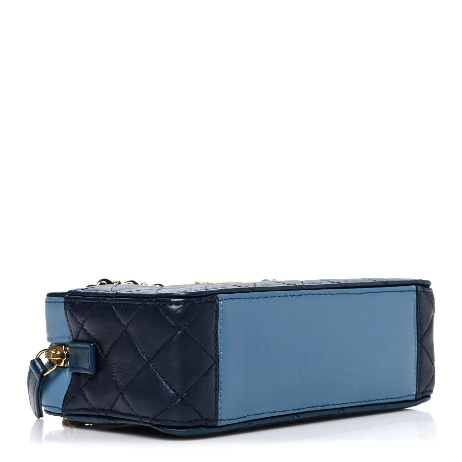 Lambskin Quilted Small In & Out Camera Case Navy Light Blue - Image 4