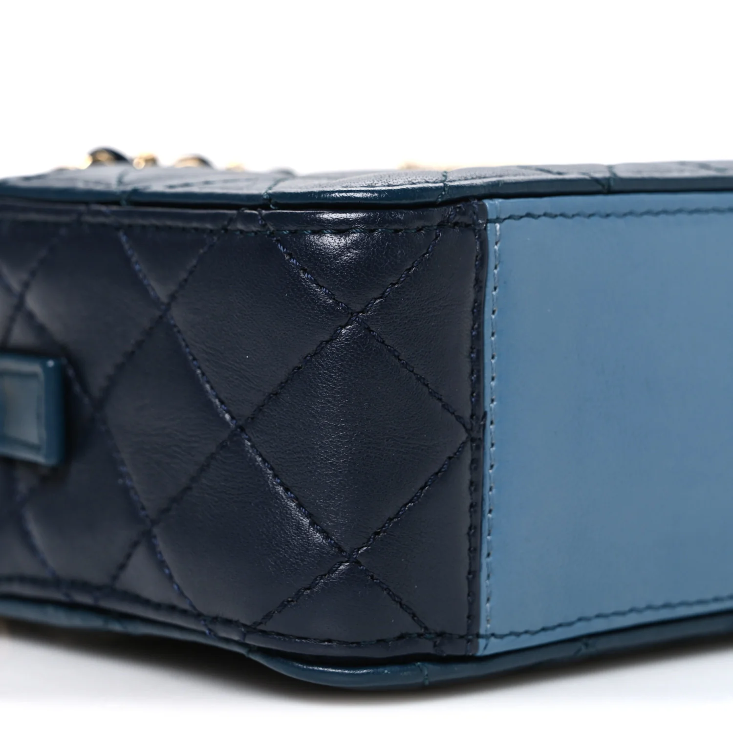 Lambskin Quilted Small In & Out Camera Case Navy Light Blue - Image 9
