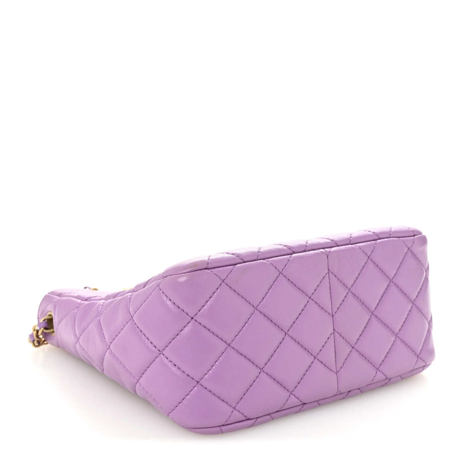 Lambskin Quilted Small Pearl Crush Hobo Purple - Image 4