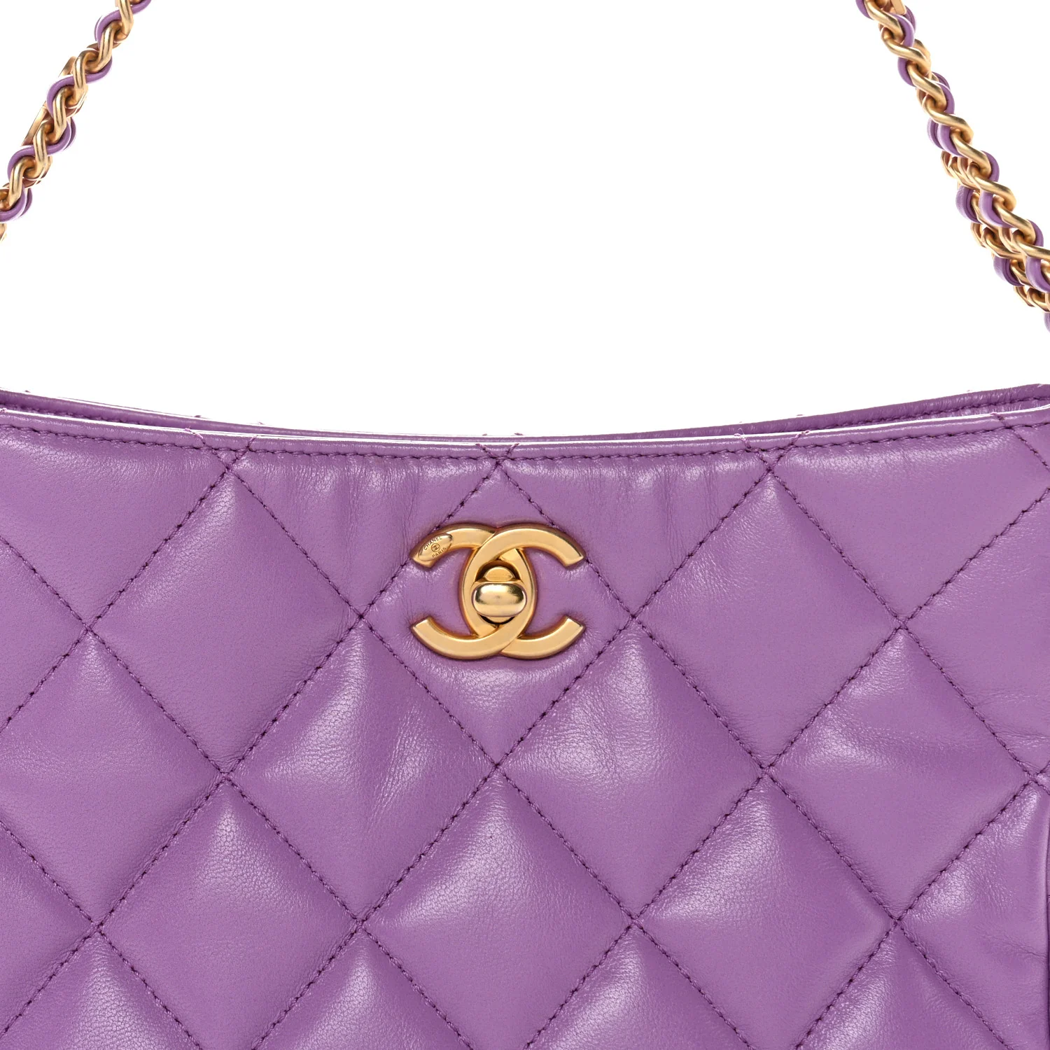 Lambskin Quilted Small Pick Me Up Hobo Purple - Image 8