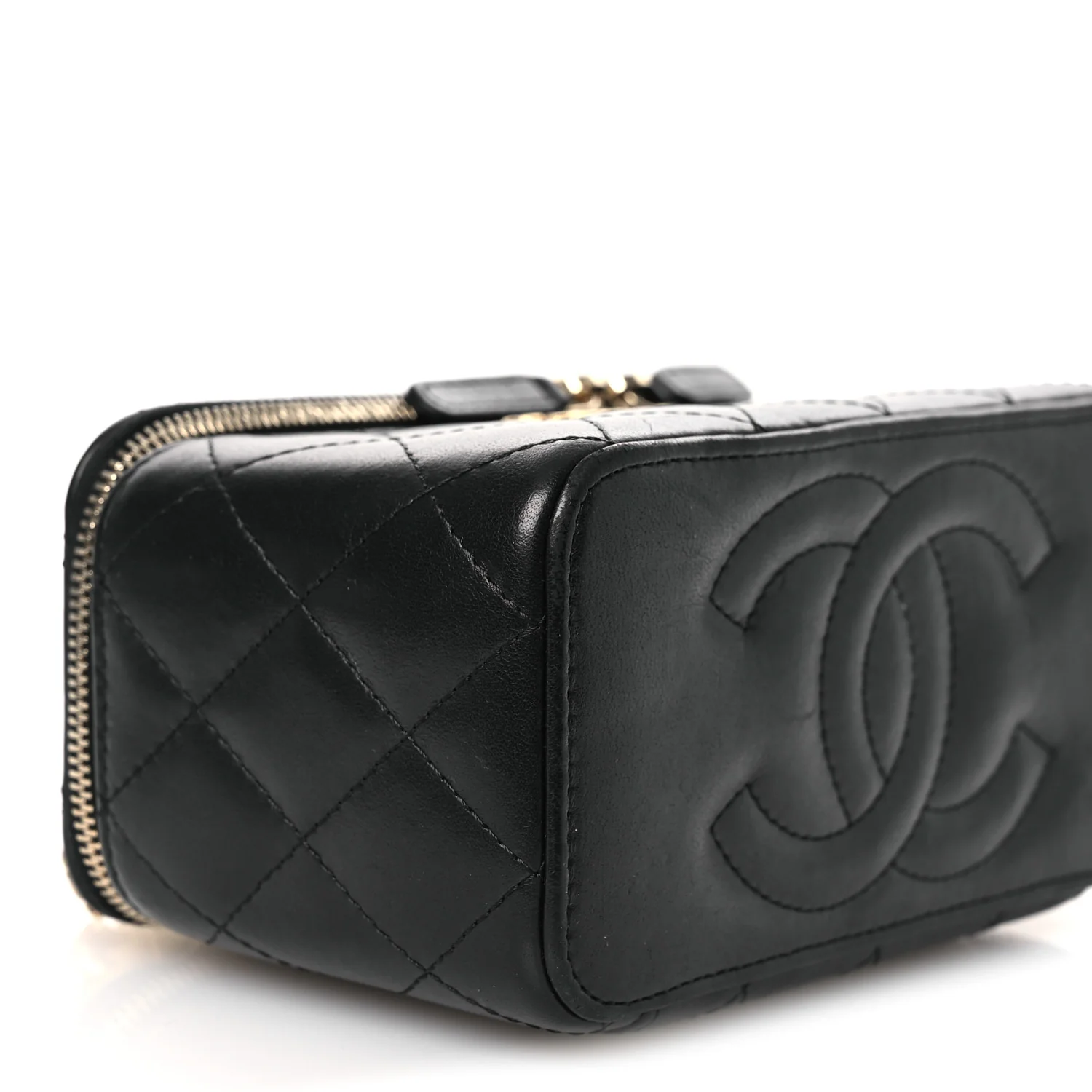 Lambskin Quilted Small Pillow Crush Vanity Case With Chain Black - Image 9