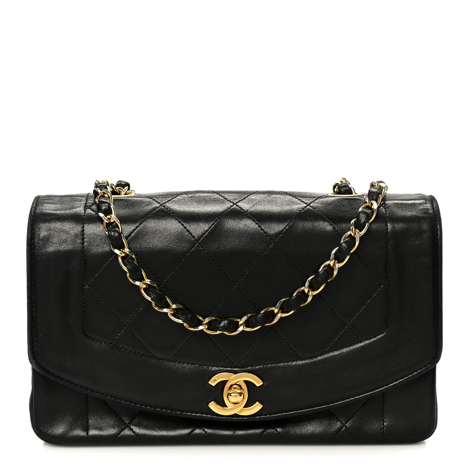 Lambskin Quilted Small Single Flap Black