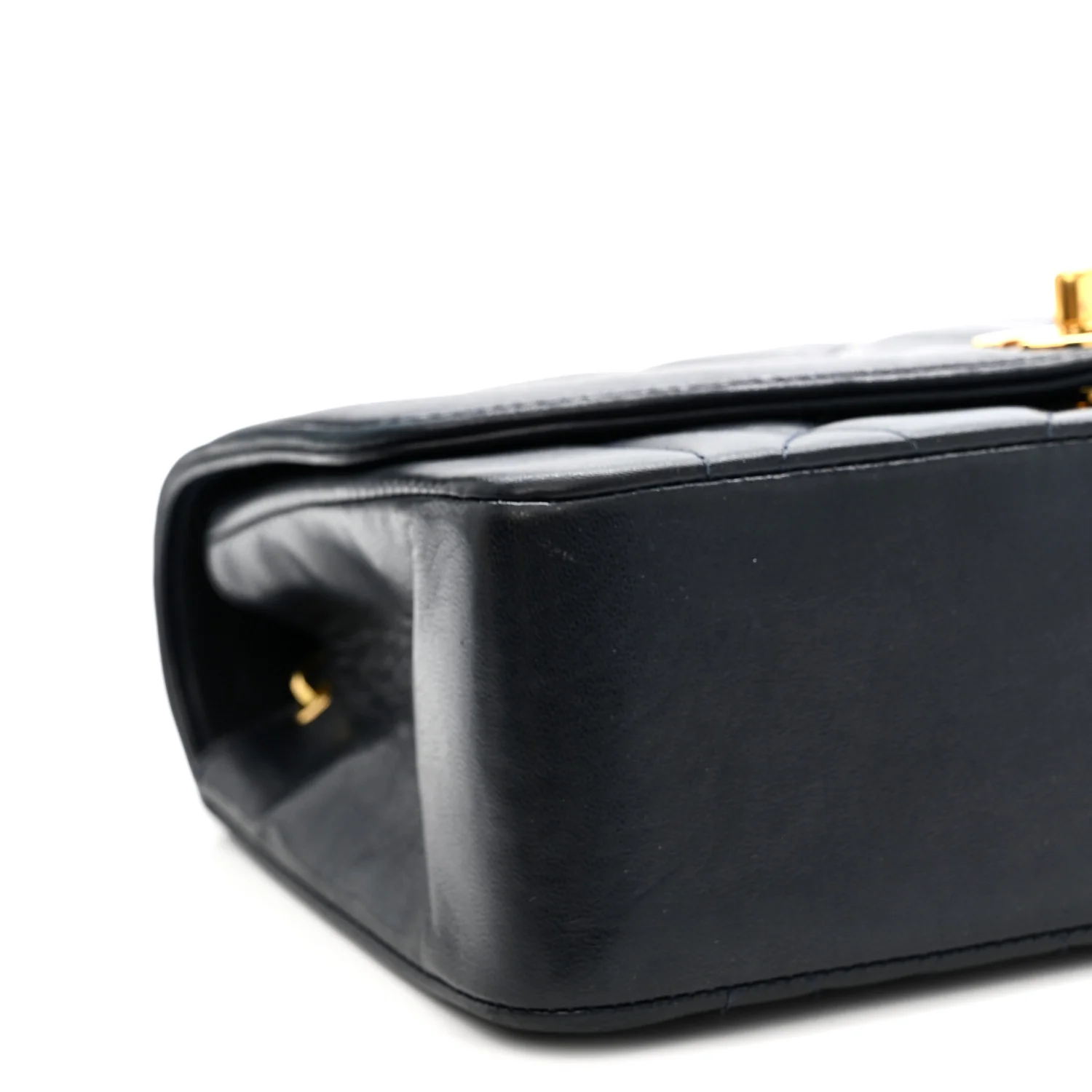 Lambskin Quilted Small Single Flap Navy - Image 10