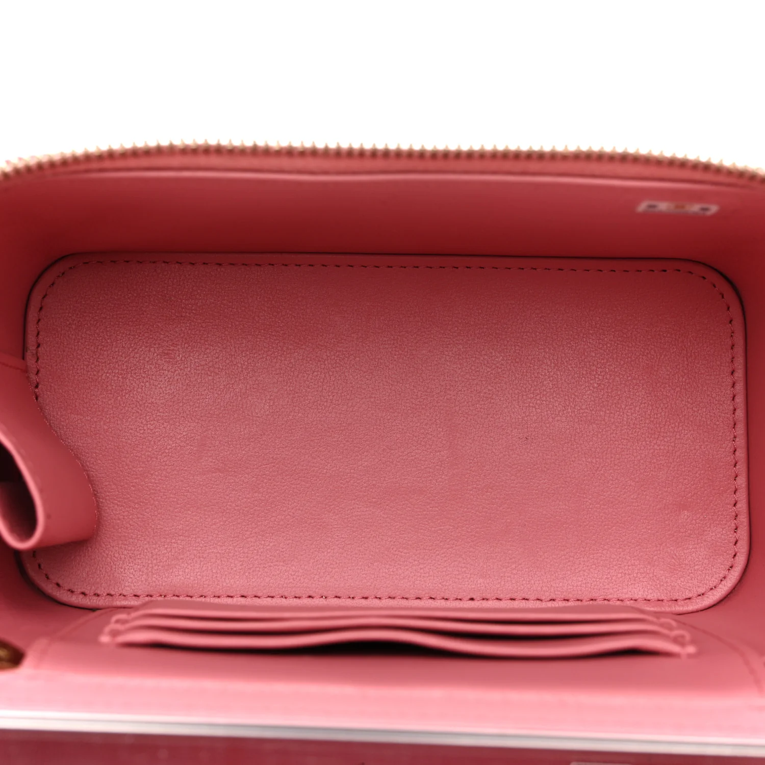 Lambskin Quilted Small Top Handle Vanity Case With Chain Pink - Image 5
