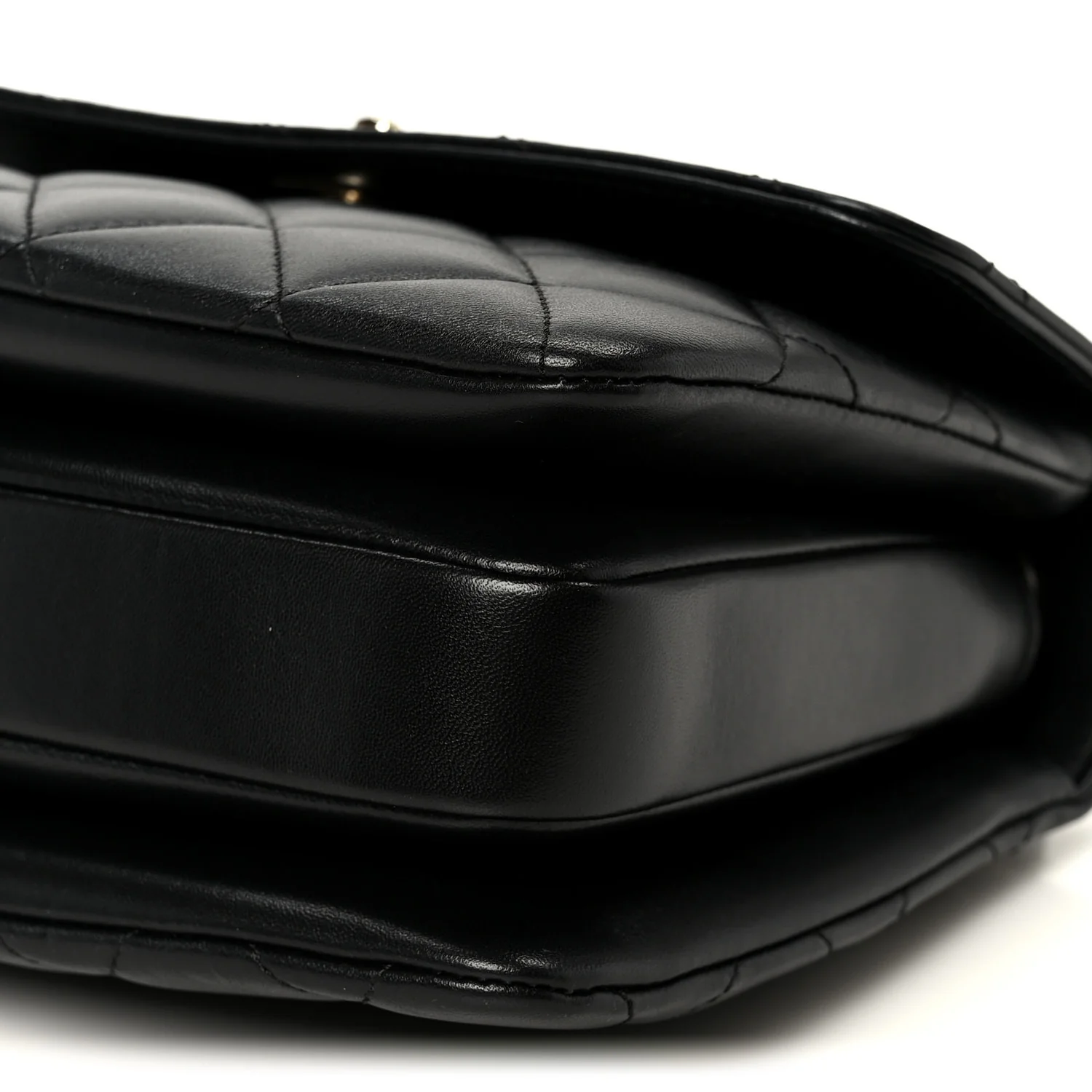 Lambskin Quilted Small Trendy CC Dual Handle Flap Bag Black - Image 12