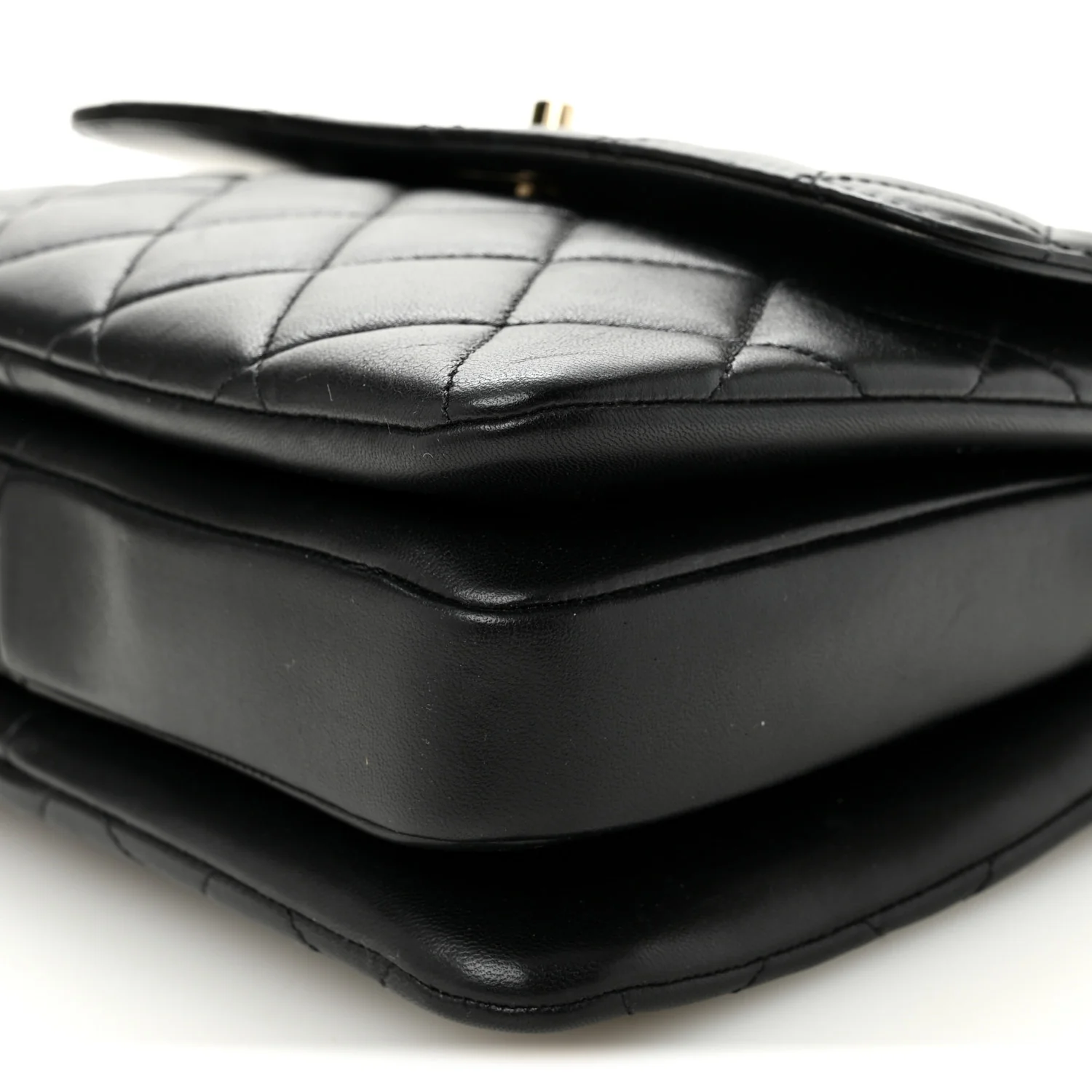 Lambskin Quilted Small Trendy CC Dual Handle Flap Bag Black - Image 10