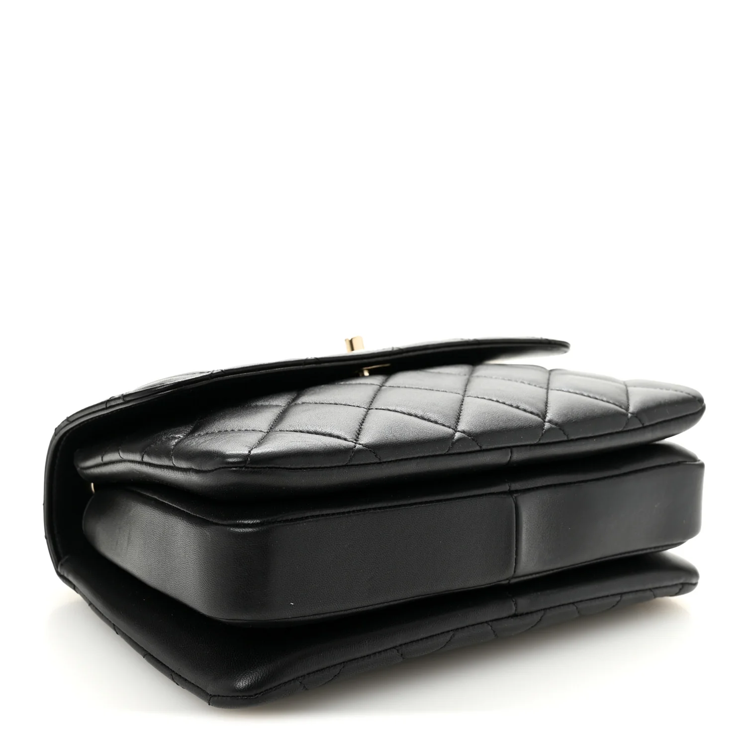 Lambskin Quilted Small Trendy CC Dual Handle Flap Bag Black - Image 4
