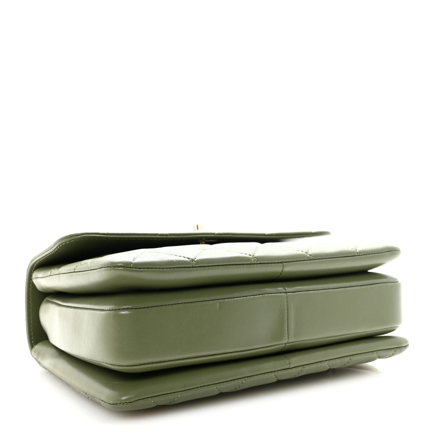 Lambskin Quilted Small Trendy CC Flap Dual Handle Bag Green - Image 4