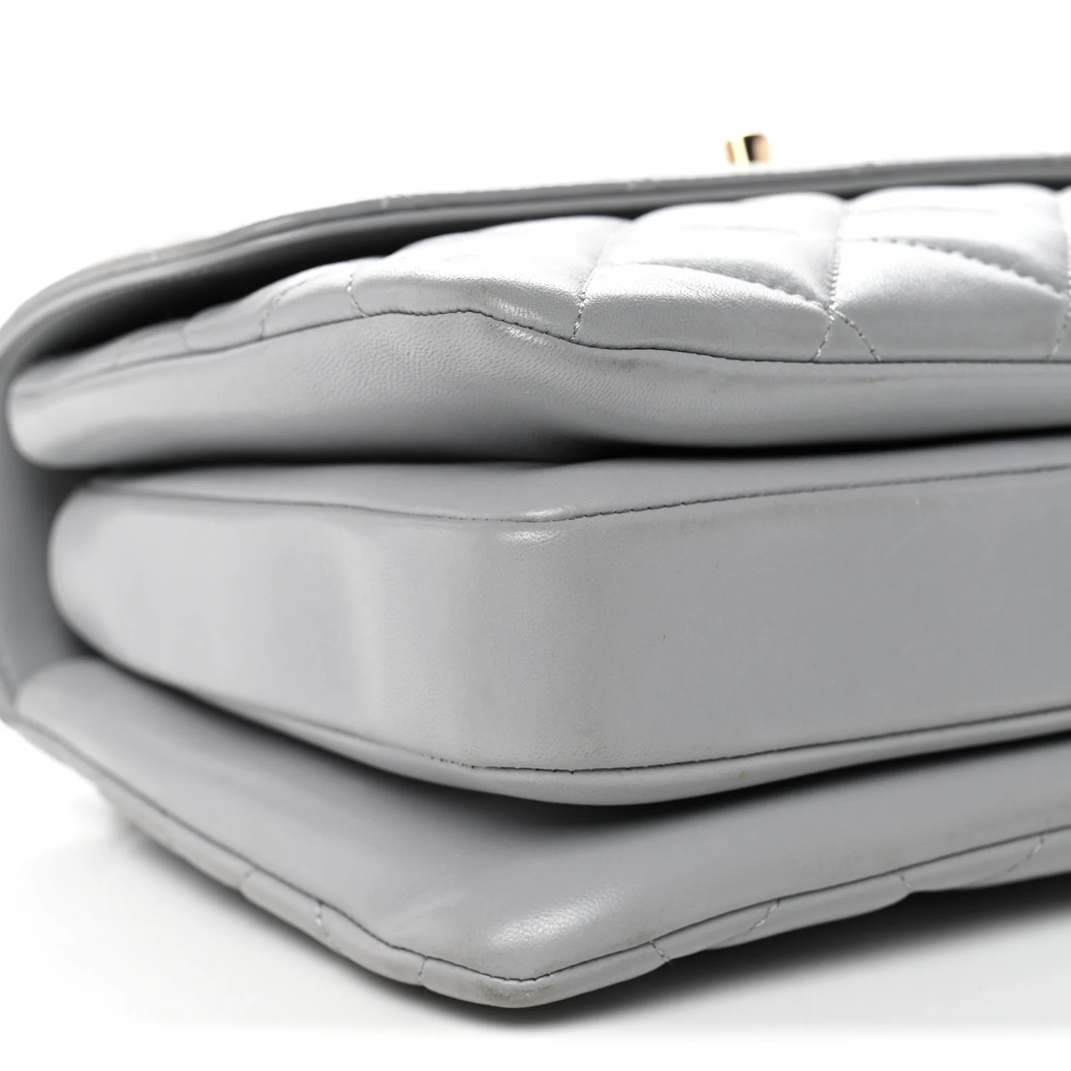Lambskin Quilted Small Trendy CC Flap Dual Handle Bag Grey - Image 9