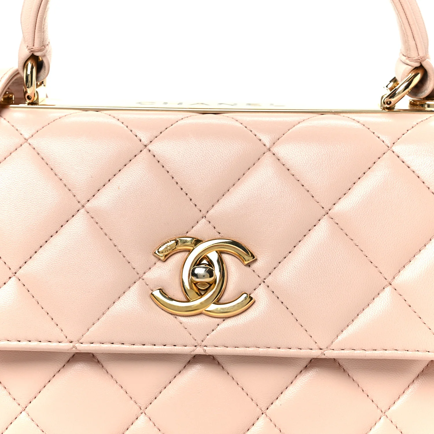 Lambskin Quilted Small Trendy CC Flap Dual Handle Bag Light Pink - Image 10