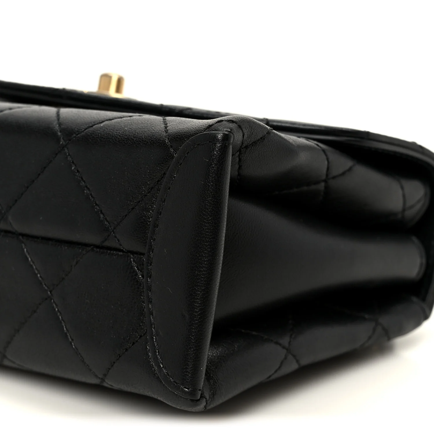 Lambskin Quilted Small Trendy Spirit Top Handle Bag Black - Image 10