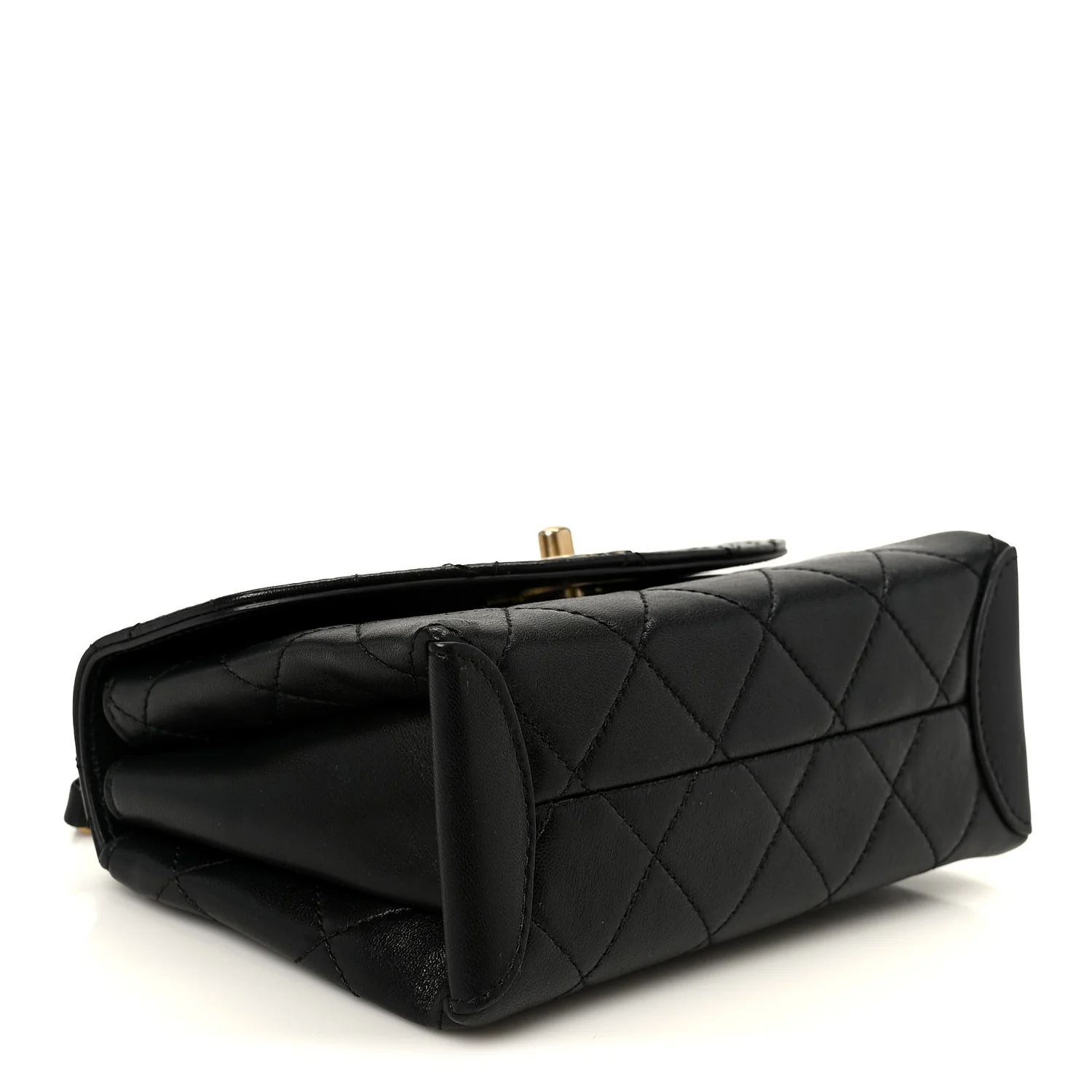 Lambskin Quilted Small Trendy Spirit Top Handle Bag Black - Image 4