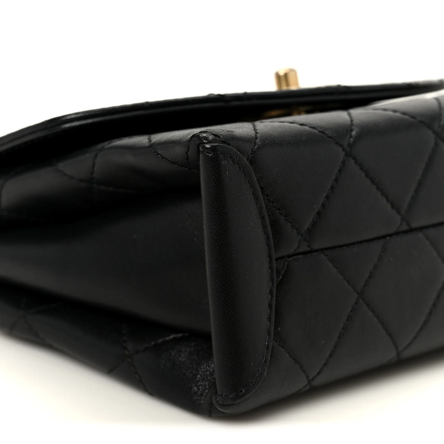 Lambskin Quilted Small Trendy Spirit Top Handle Bag Black - Image 9