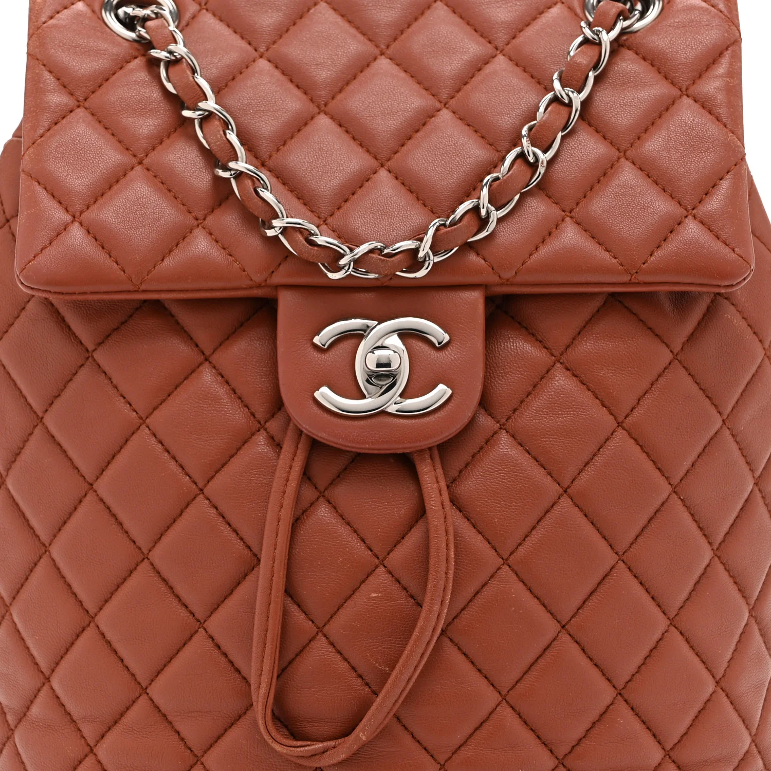 Lambskin Quilted Small Urban Spirit Backpack Brown - Image 8