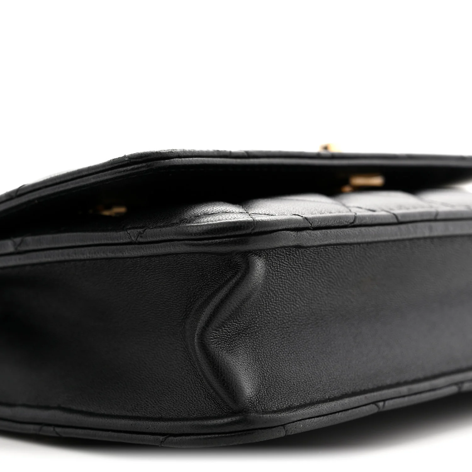 Lambskin Quilted Sweet Camellia Wallet On Chain WOC Black - Image 9
