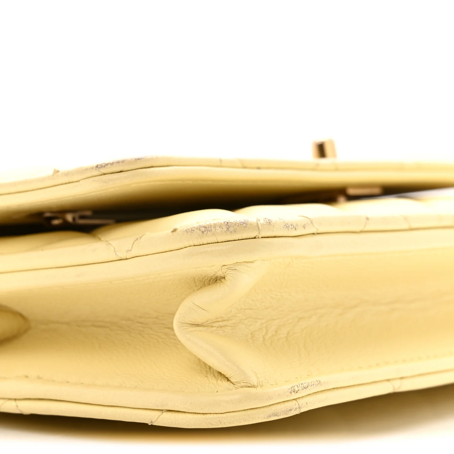 Lambskin Quilted Sweet Camellia Wallet on Chain WOC Yellow - Image 10