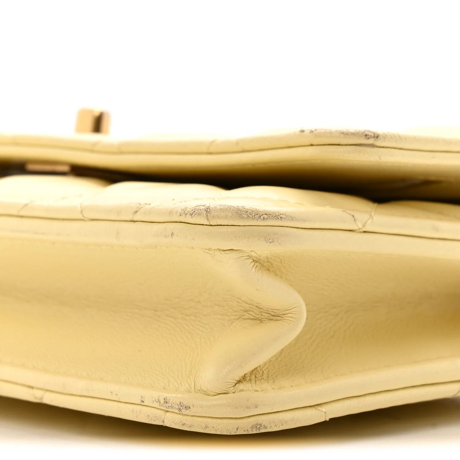 Lambskin Quilted Sweet Camellia Wallet on Chain WOC Yellow - Image 11