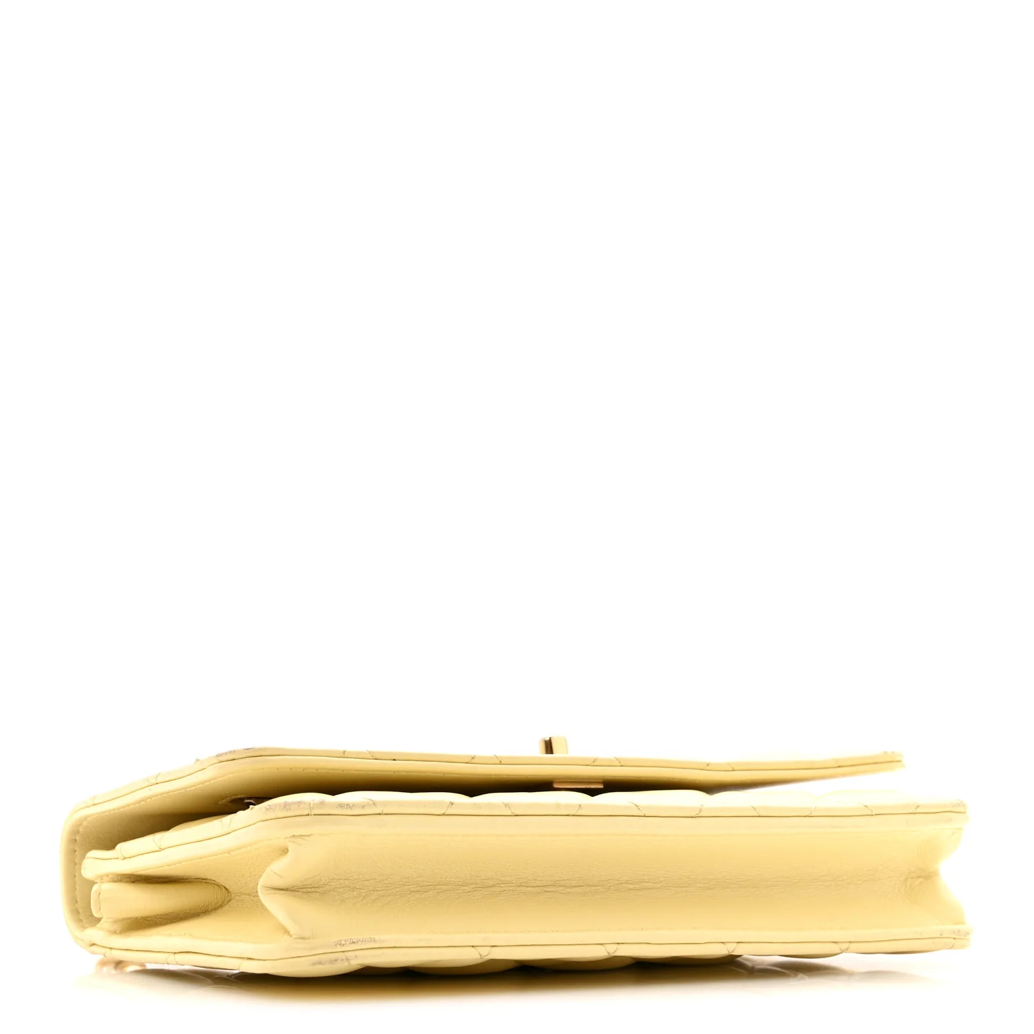 Lambskin Quilted Sweet Camellia Wallet on Chain WOC Yellow - Image 4