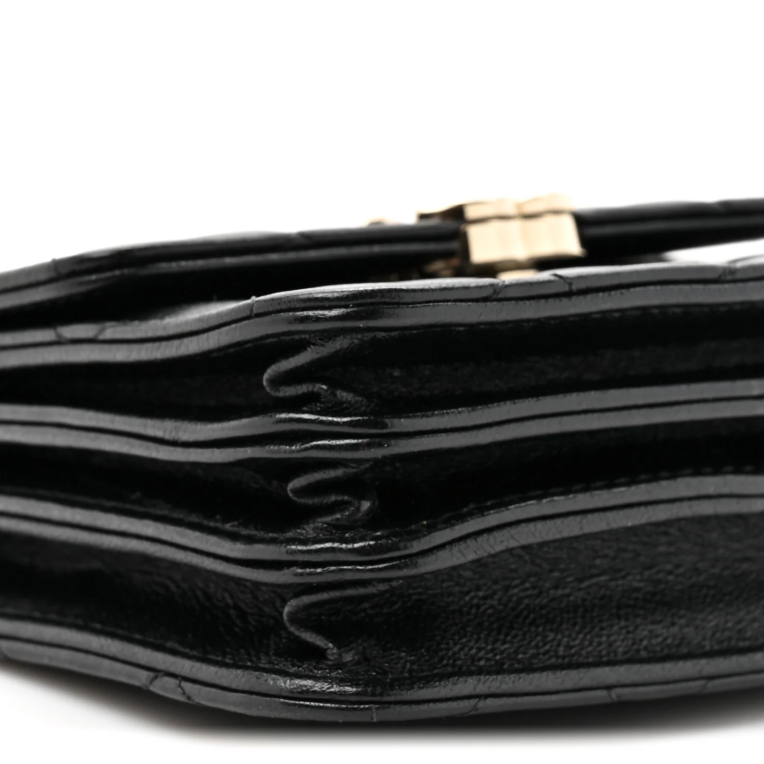 Lambskin Quilted Top Handle Flap Clutch With Chain Black - Image 12