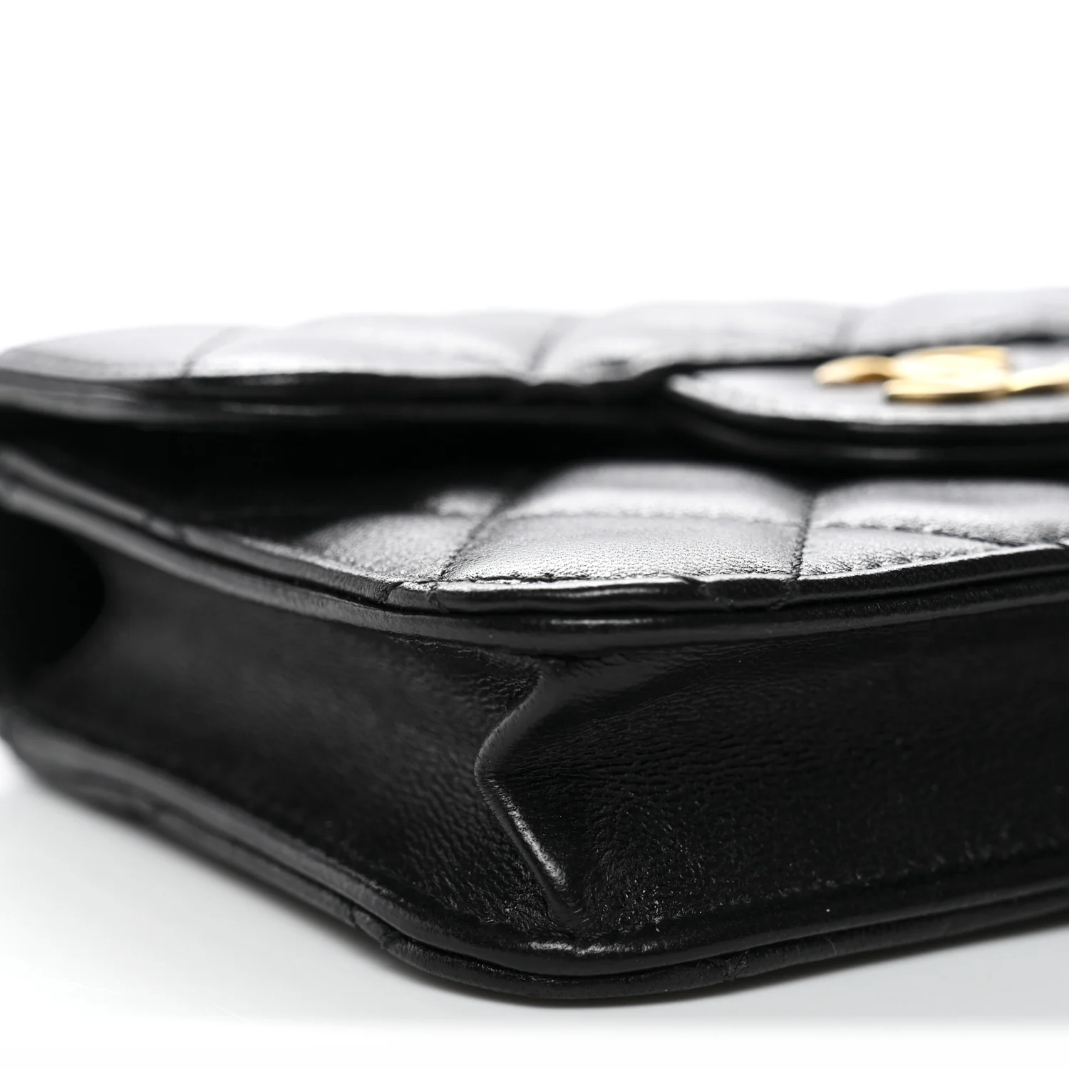 Lambskin Quilted Top Handle Flap Coin Purse With Chain Black - Image 10
