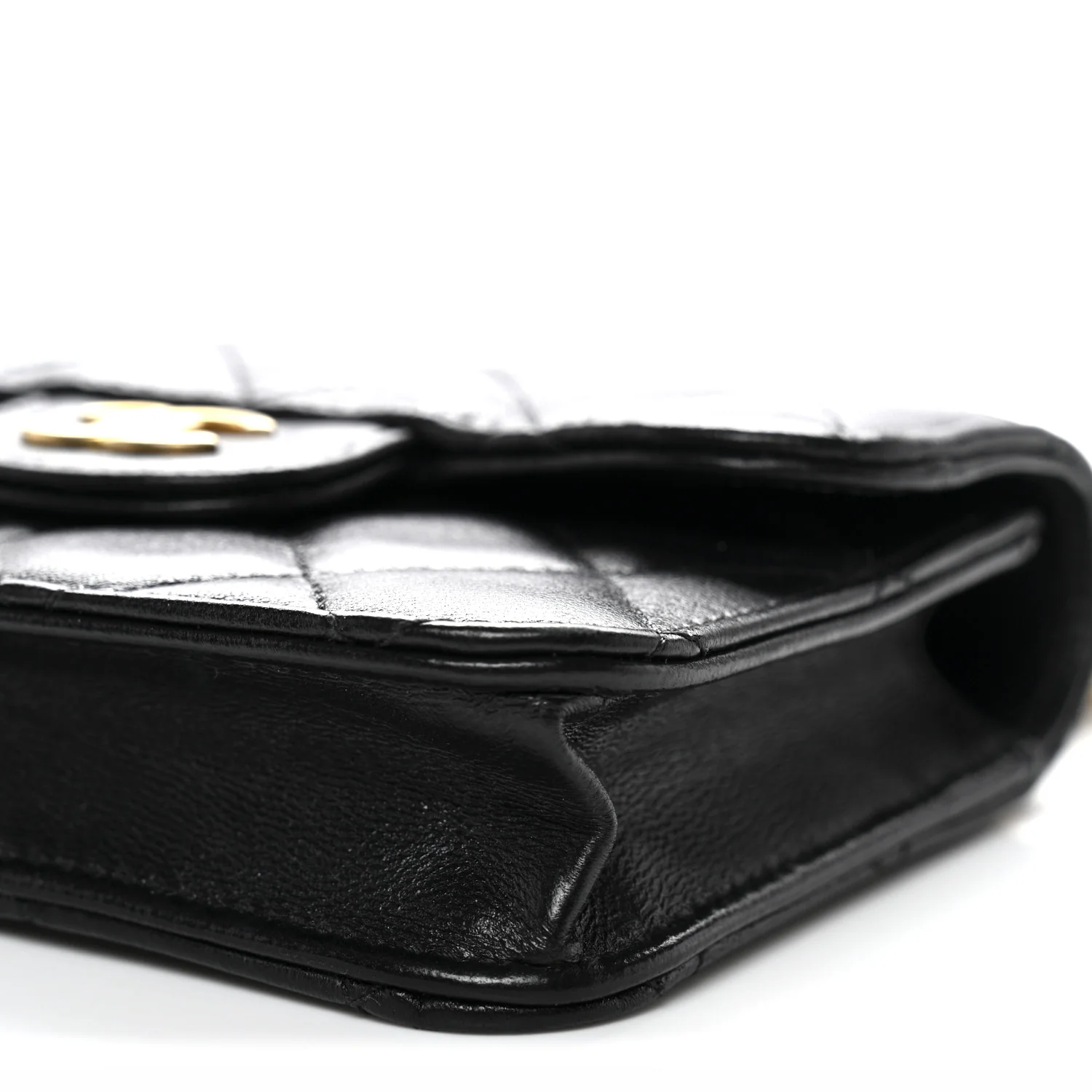 Lambskin Quilted Top Handle Flap Coin Purse With Chain Black - Image 11